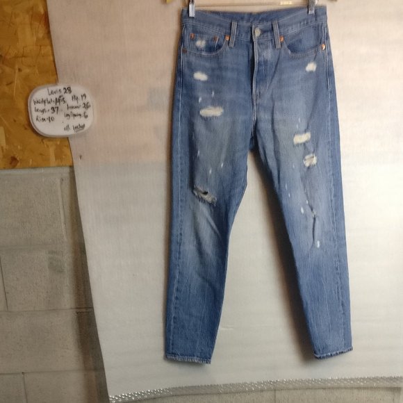 Levi's 501 Wedgie Straight Button Fly HighRise Blue Jean- PARTNER IN CRIME 28w - Picture 7 of 13